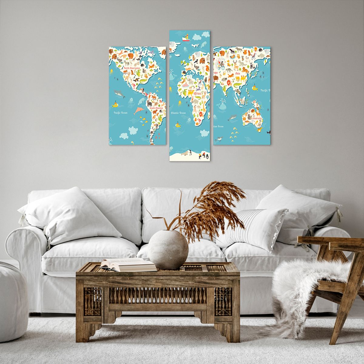 Obraz Na Płótnie - Mapa Kontynent - 95X80 Cm - Cb95X80-3106