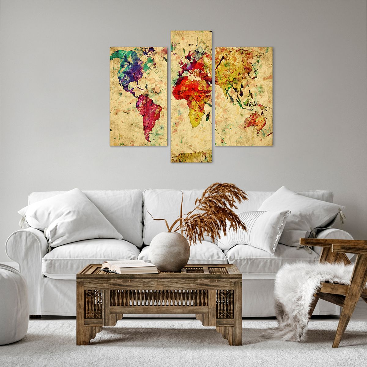 Obraz Na Płótnie - Mapa Kontynenty  - 95X80 Cm - Cb95X80-3582