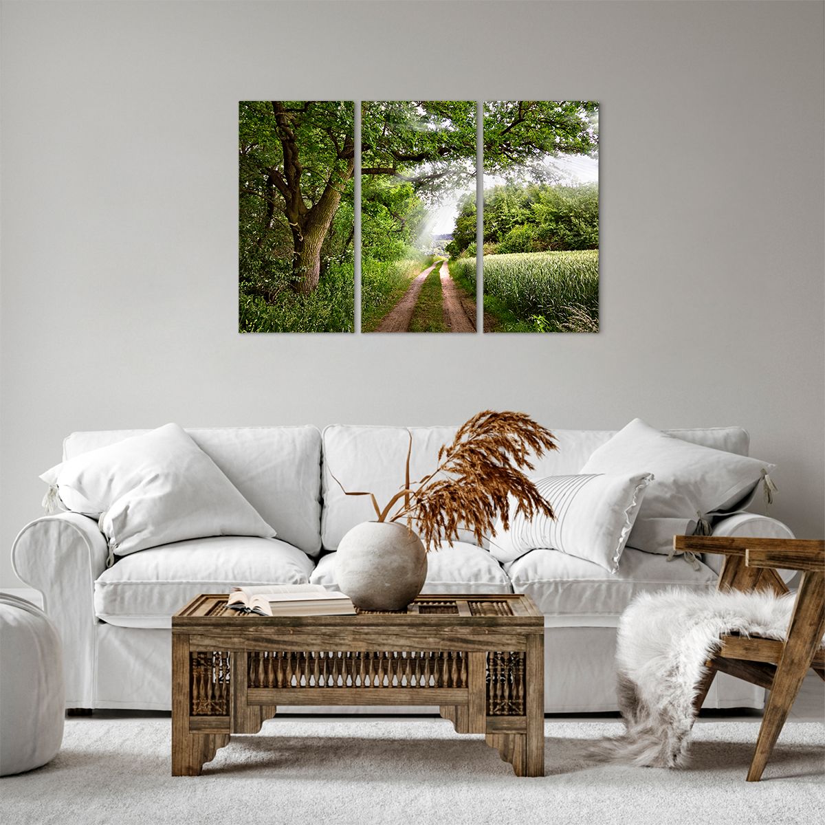 Obraz Na Płótnie - Las Pole Droga - 105X70 Cm - Ce105X70-2637