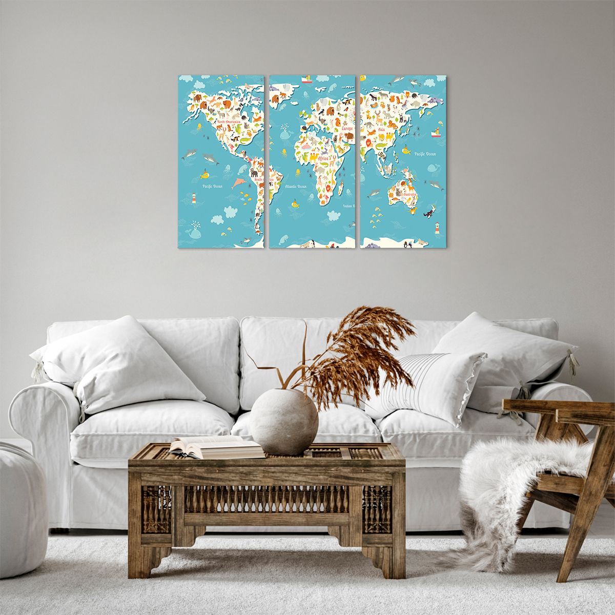 Obraz Na Płótnie - Mapa Kontynent - 105X70 Cm - Ce105X70-3106