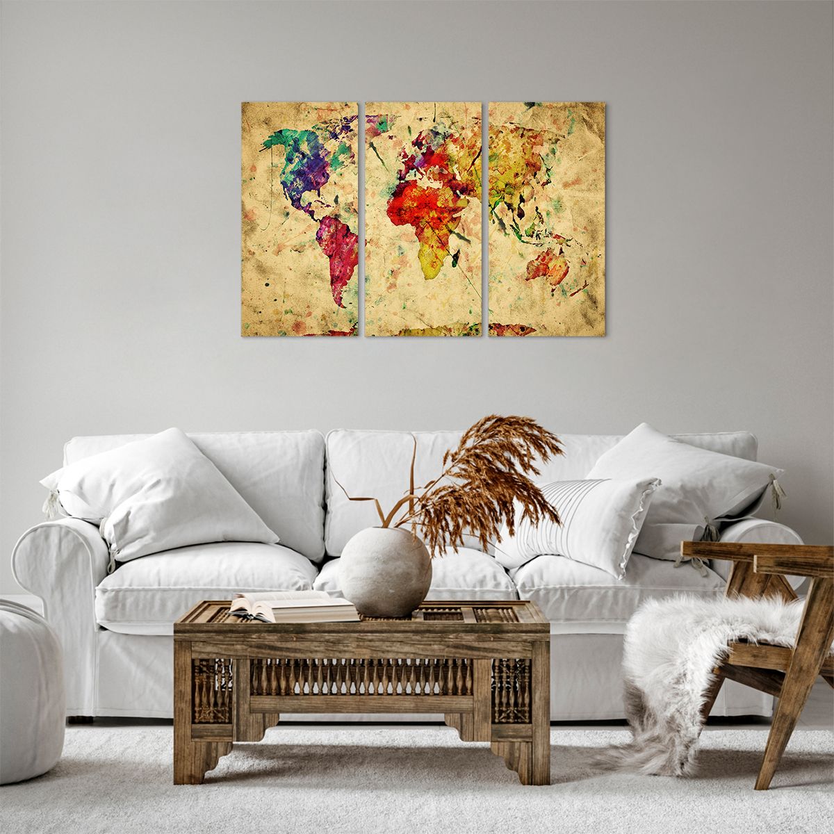 Obraz Na Płótnie - Mapa Kontynenty  - 105X70 Cm - Ce105X70-3582