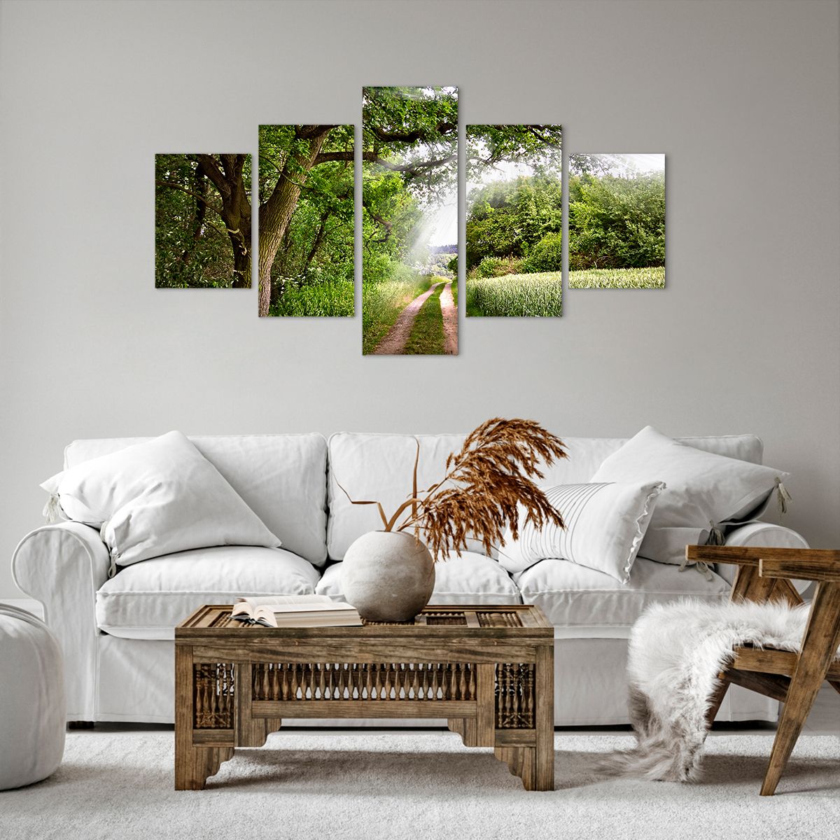 Obraz Na Płótnie - Las Pole Droga - 125X70 Cm - Ea125X70-2637