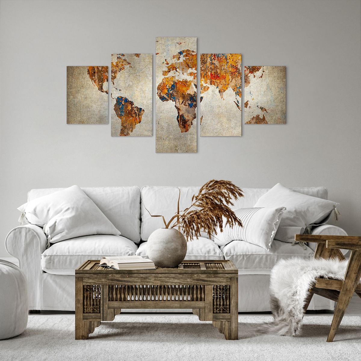 Obraz Na Płótnie - Mapa Kontynent - 125X70 Cm - Ea125X70-2783