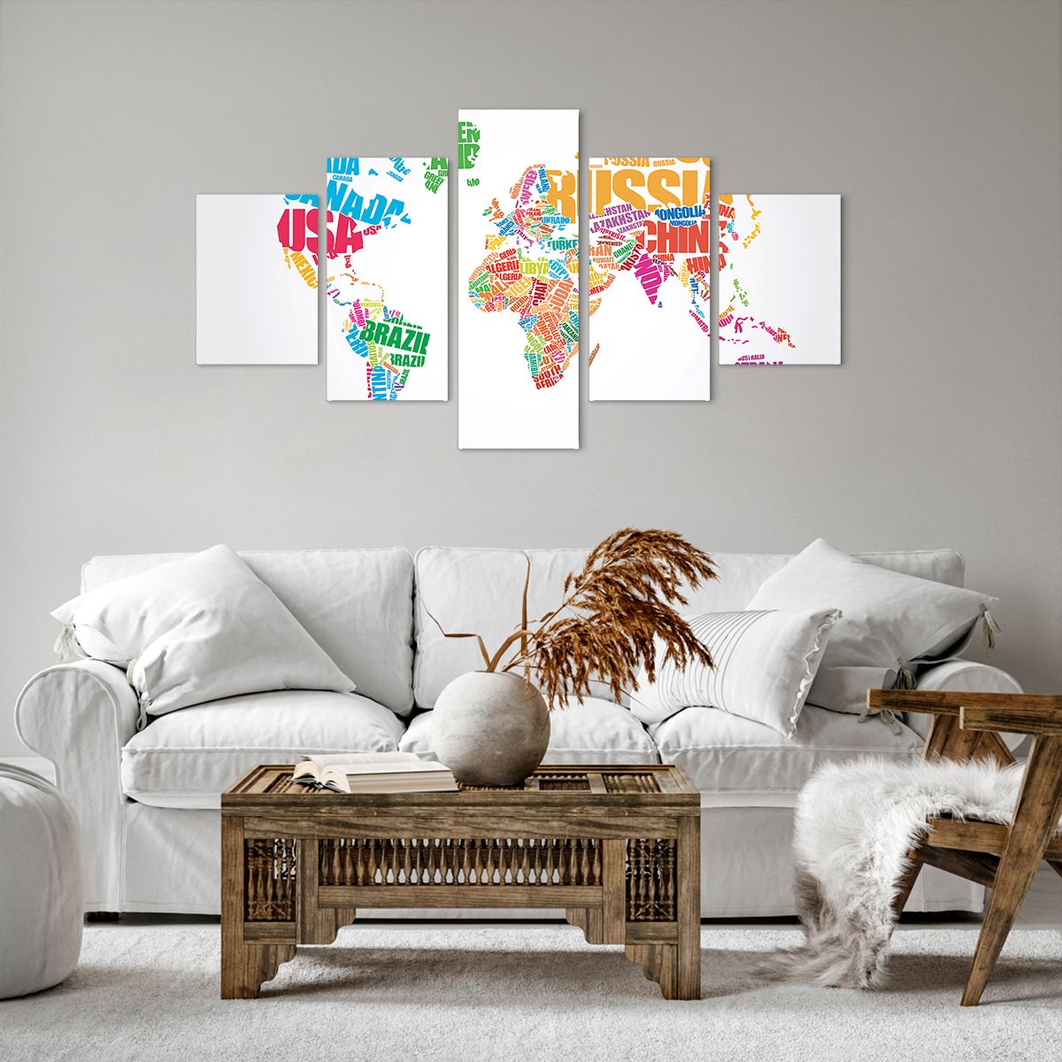 Obraz Na Płótnie - Mapa Kontynent - 125X70 Cm - Ea125X70-2860