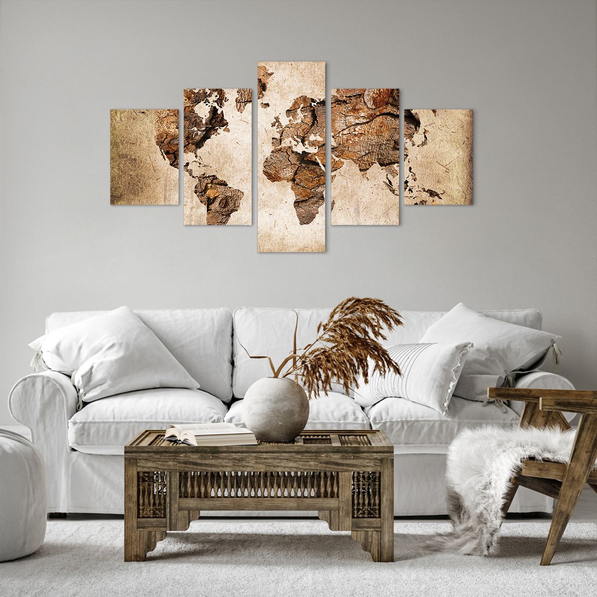 Obraz Na Płótnie - Mapa Kontynenty - 125X70 Cm - Ea125X70-3590