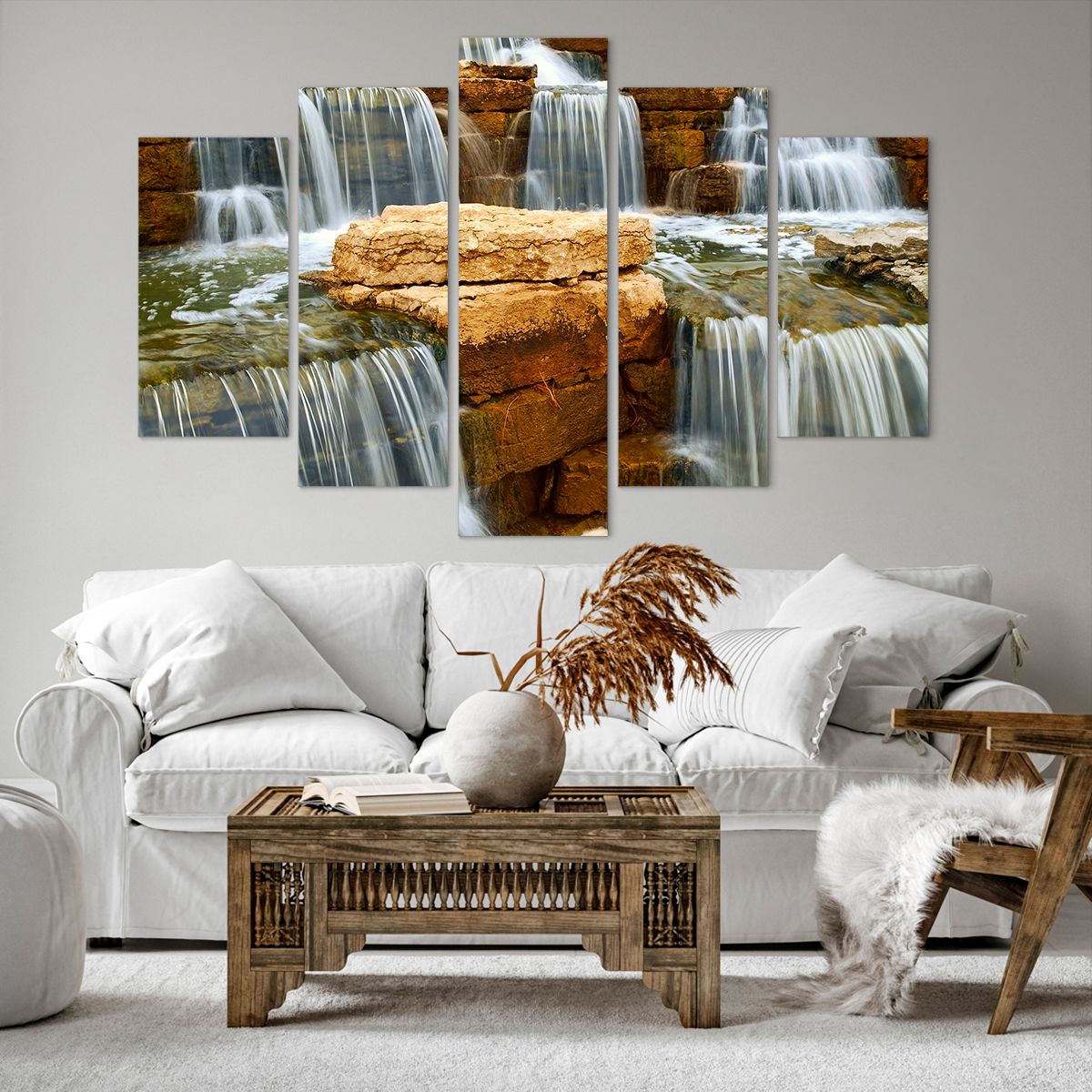 Obraz Na Płótnie - Kaskada Wodna - 150X100 Cm - Ea150X100-0122