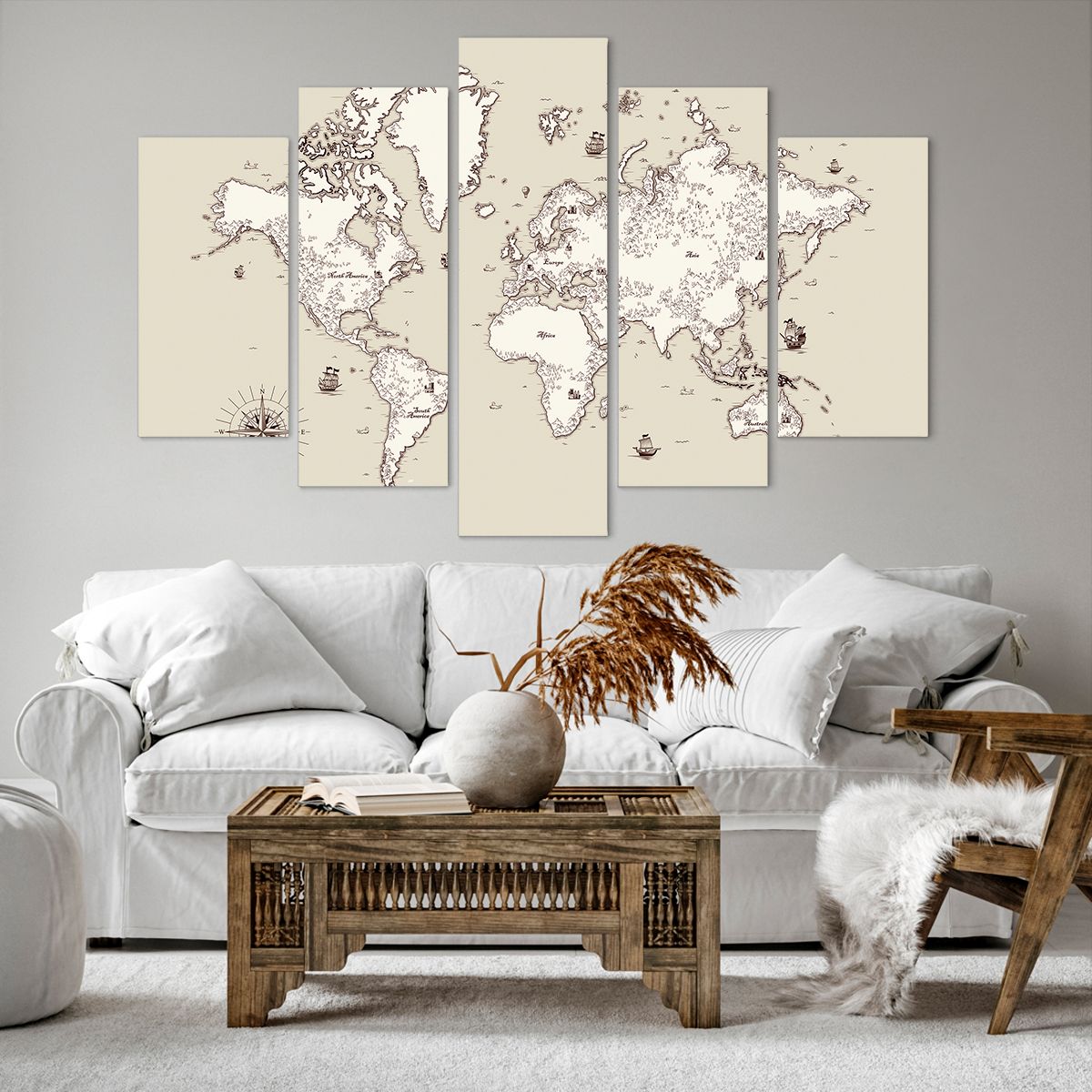 Obraz Na Płótnie - Mapa Kontynent - 150X100 Cm - Ea150X100-2910