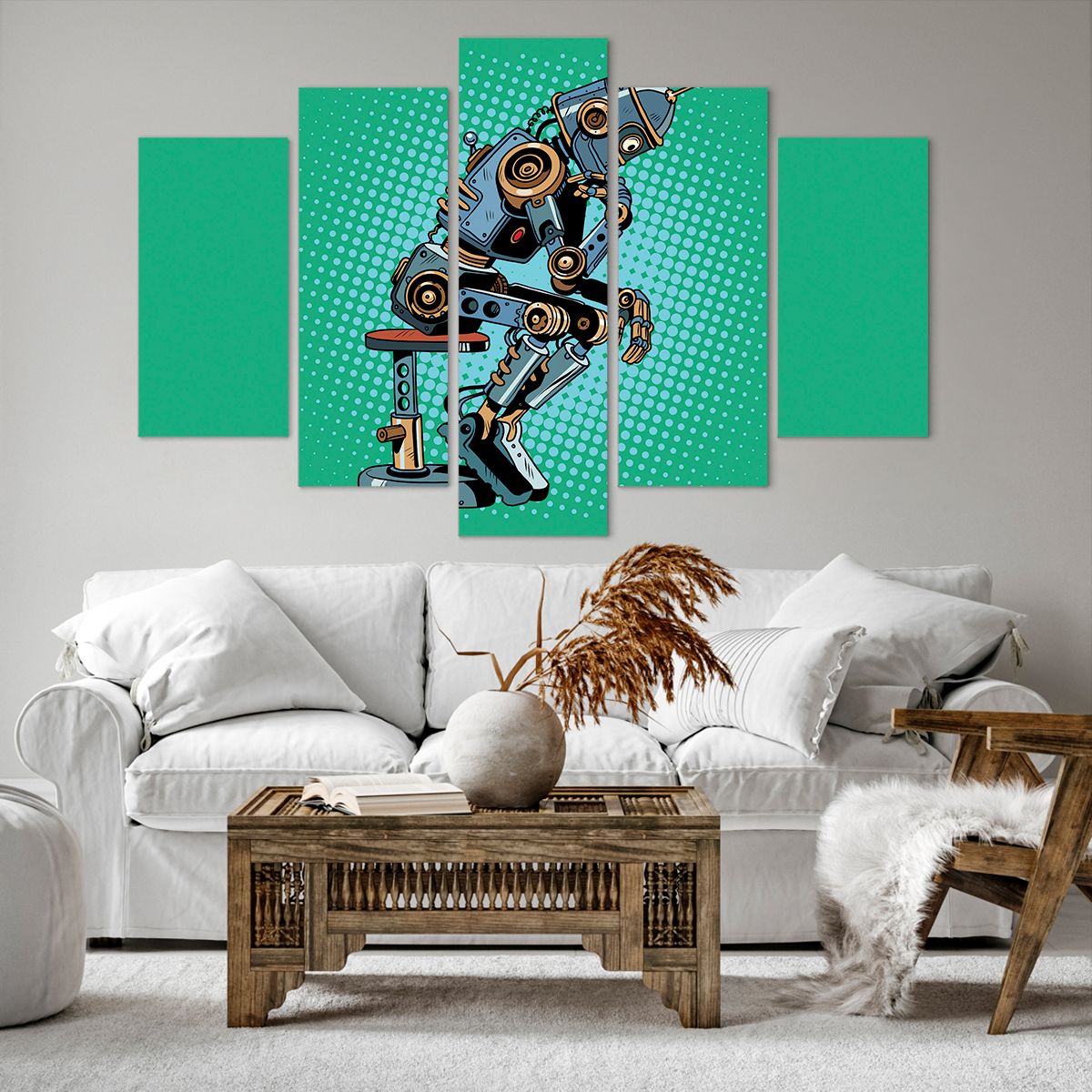 Obraz Na Płótnie - Robot Myślenie - 150X100 Cm - Ea150X100-3194