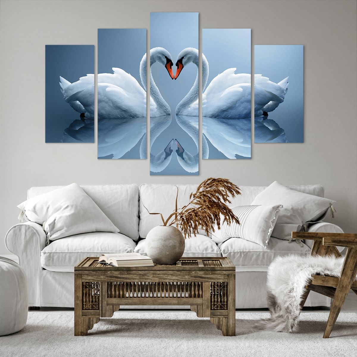 Obraz Na Płótnie - Łabędzie Serce  - 150X100 Cm - Ea150X100-3541