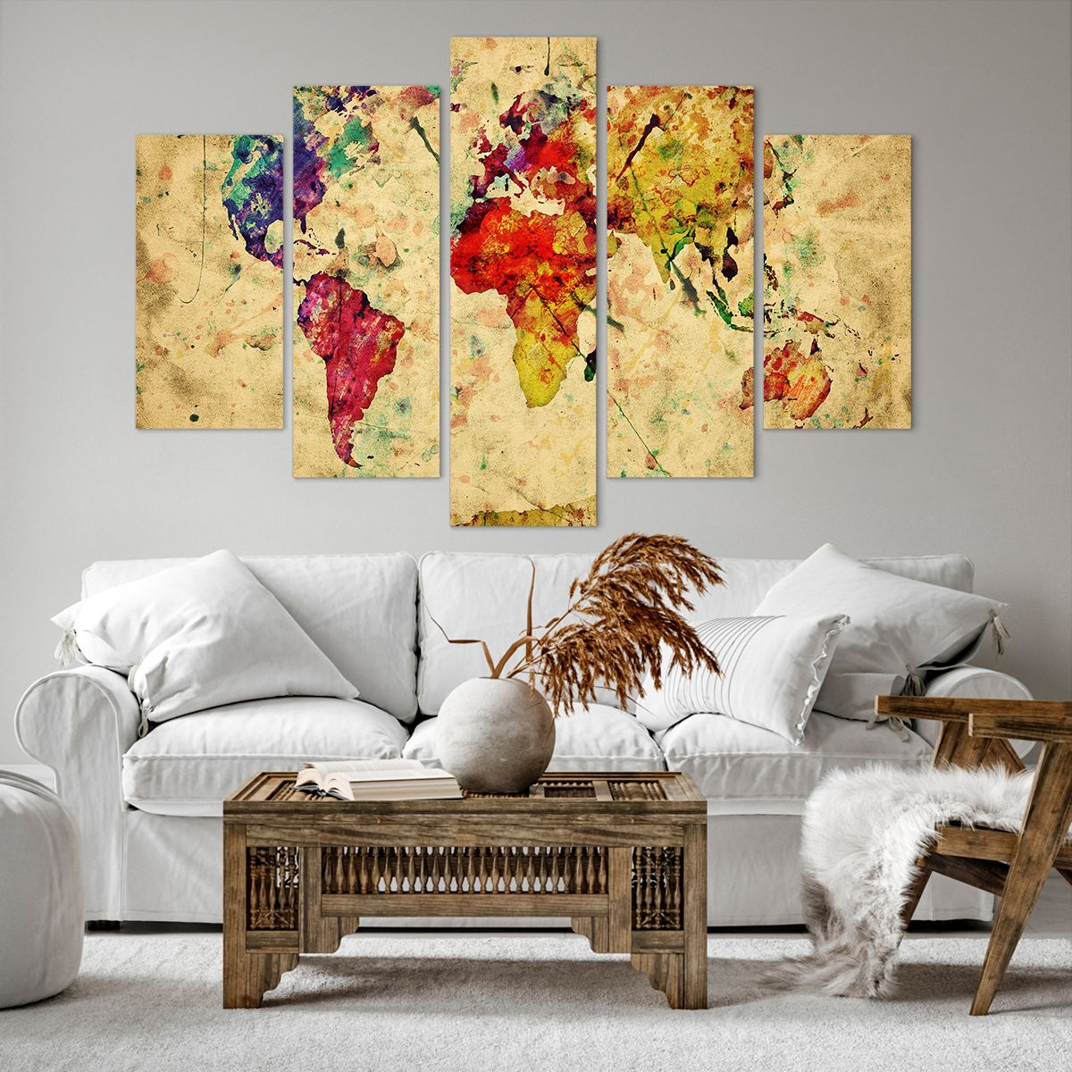 Obraz Na Płótnie - Mapa Kontynenty  - 150X100 Cm - Ea150X100-3582