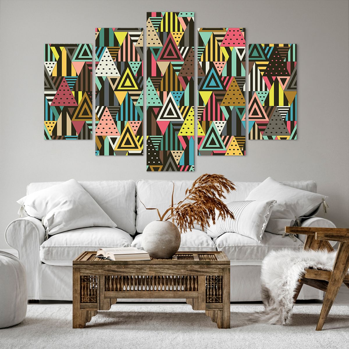 Obraz Na Płótnie - Trójkąt Paski  - 150X100 Cm - Ea150X100-3700
