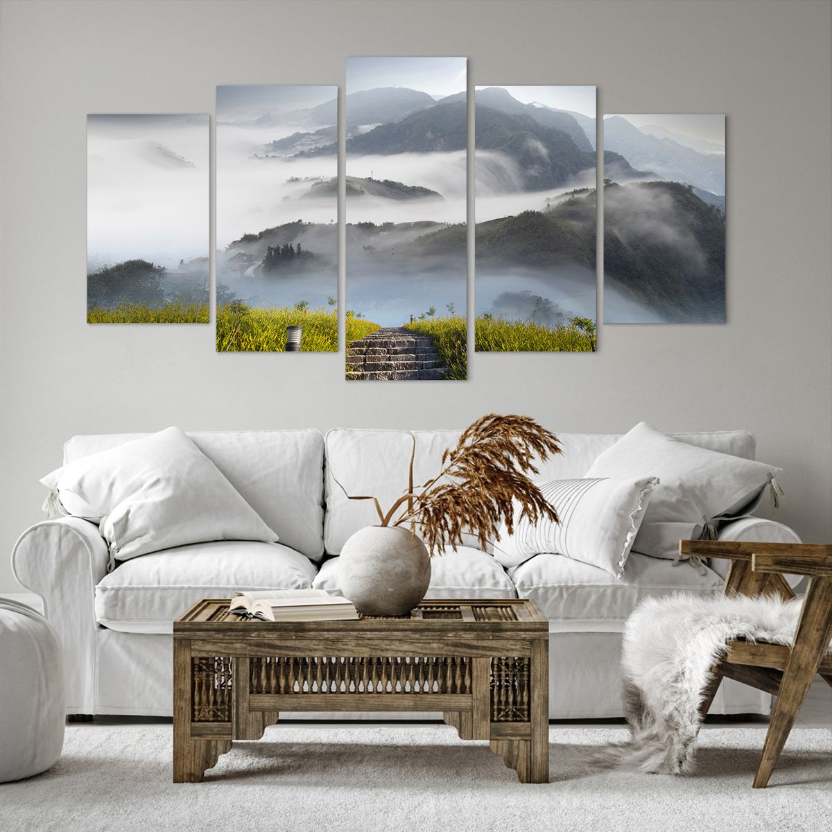 Obraz Na Płótnie - Góry Droga Mgła - 160X85 Cm - Ea160X85-2478