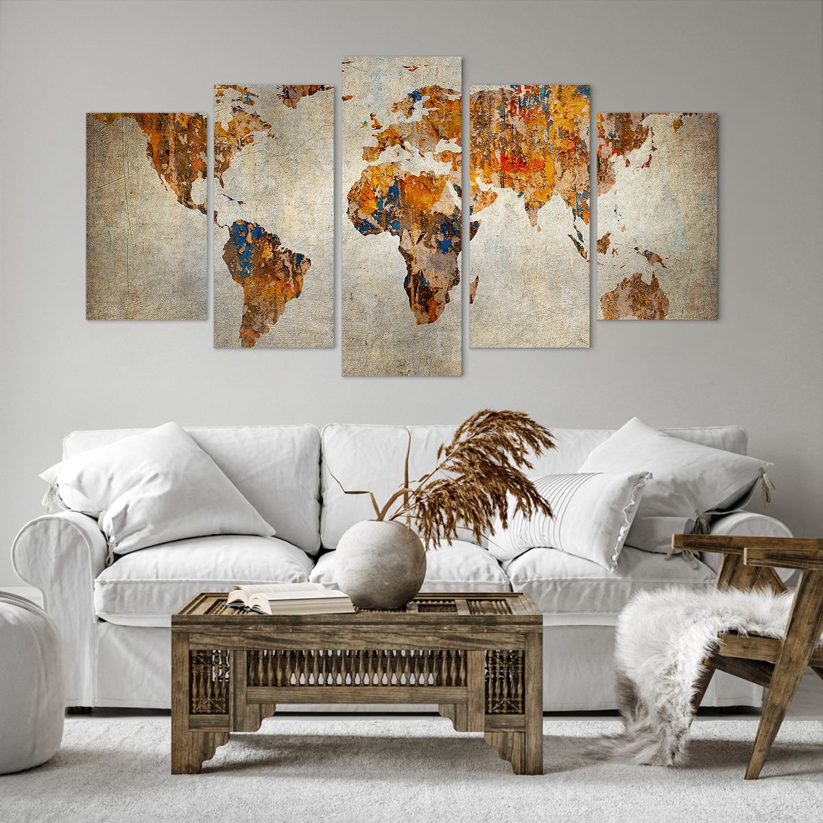Obraz Na Płótnie - Mapa Kontynent - 160X85 Cm - Ea160X85-2783