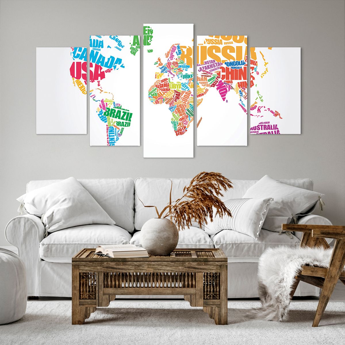 Obraz Na Płótnie - Mapa Kontynent - 160X85 Cm - Ea160X85-2860