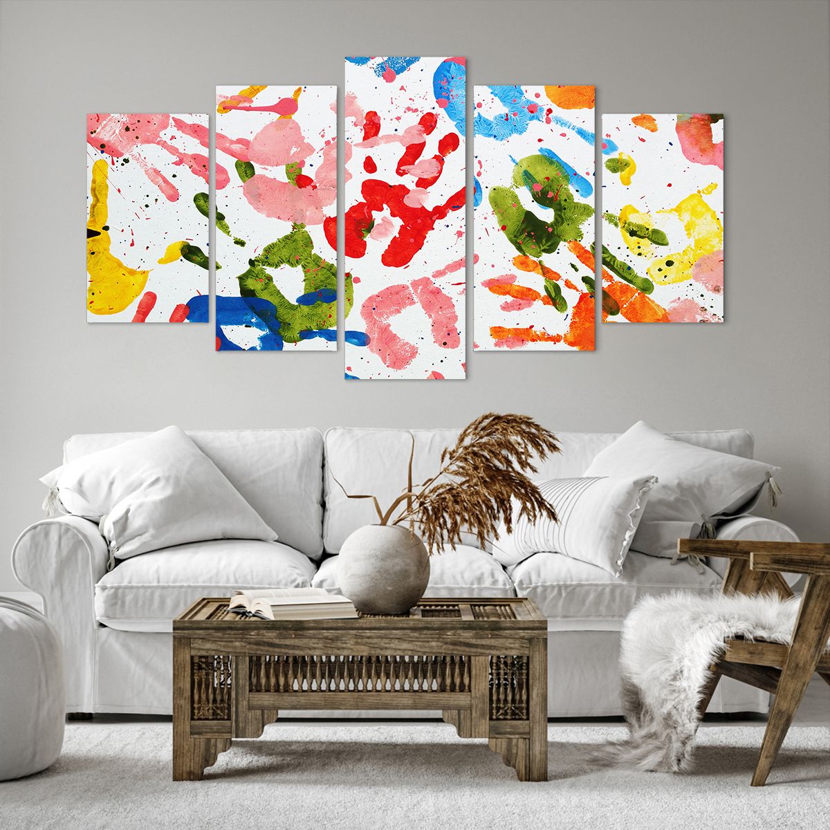 Obraz Na Płótnie - Dłoń Odcisk Farba - 160X85 Cm - Ea160X85-2876