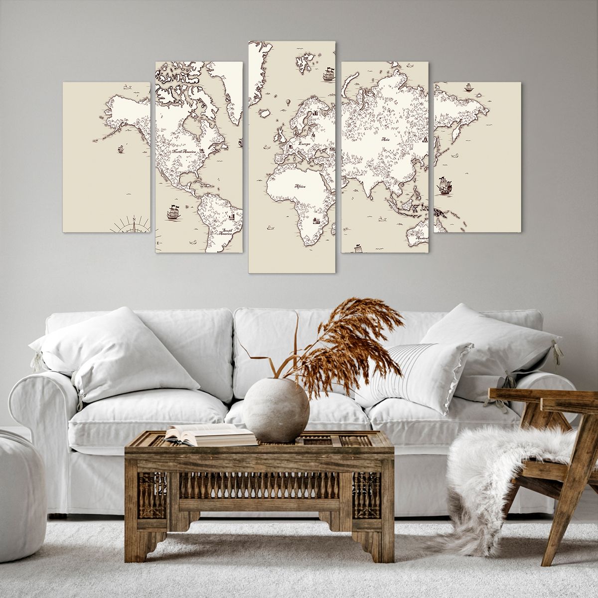 Obraz Na Płótnie - Mapa Kontynent - 160X85 Cm - Ea160X85-2910