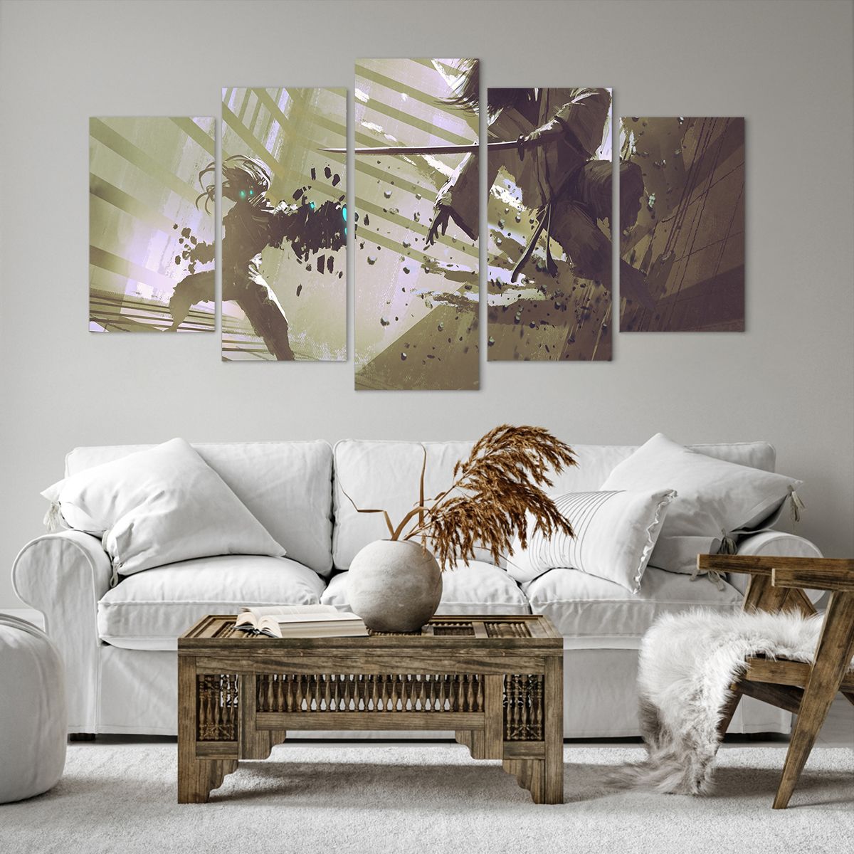 Obraz Na Płótnie - Roboty Walka - 160X85 Cm - Ea160X85-2912