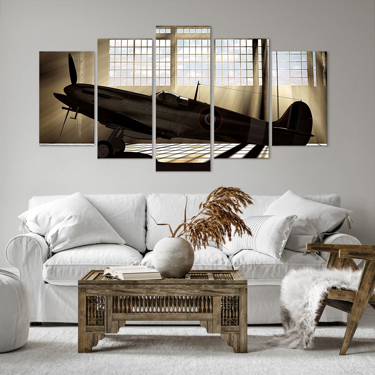 Obraz Na Płótnie - Samolot Hangar - 160X85 Cm - Ea160X85-2969