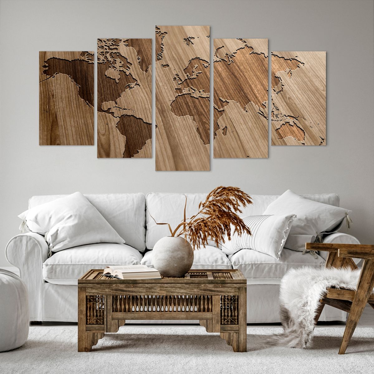 Obraz Na Płótnie - Mapa Kontynent - 160X85 Cm - Ea160X85-3042