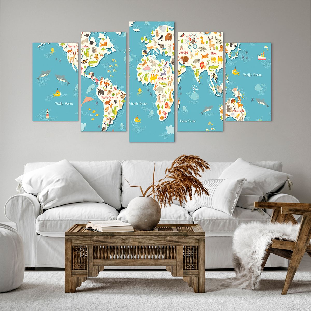 Obraz Na Płótnie - Mapa Kontynent - 160X85 Cm - Ea160X85-3106
