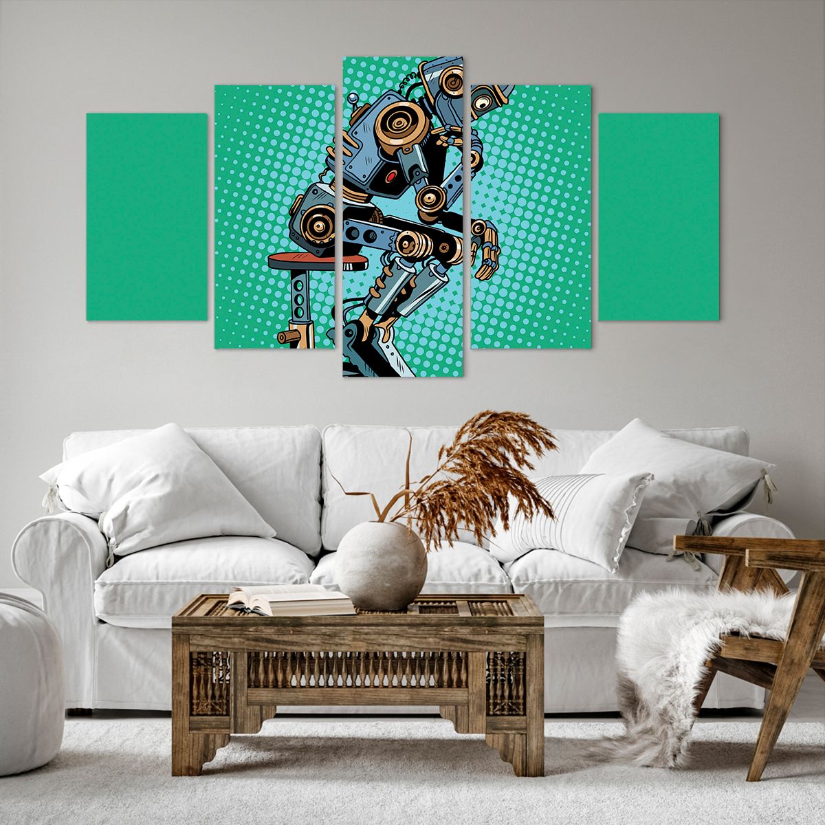 Obraz Na Płótnie - Robot Myślenie - 160X85 Cm - Ea160X85-3194