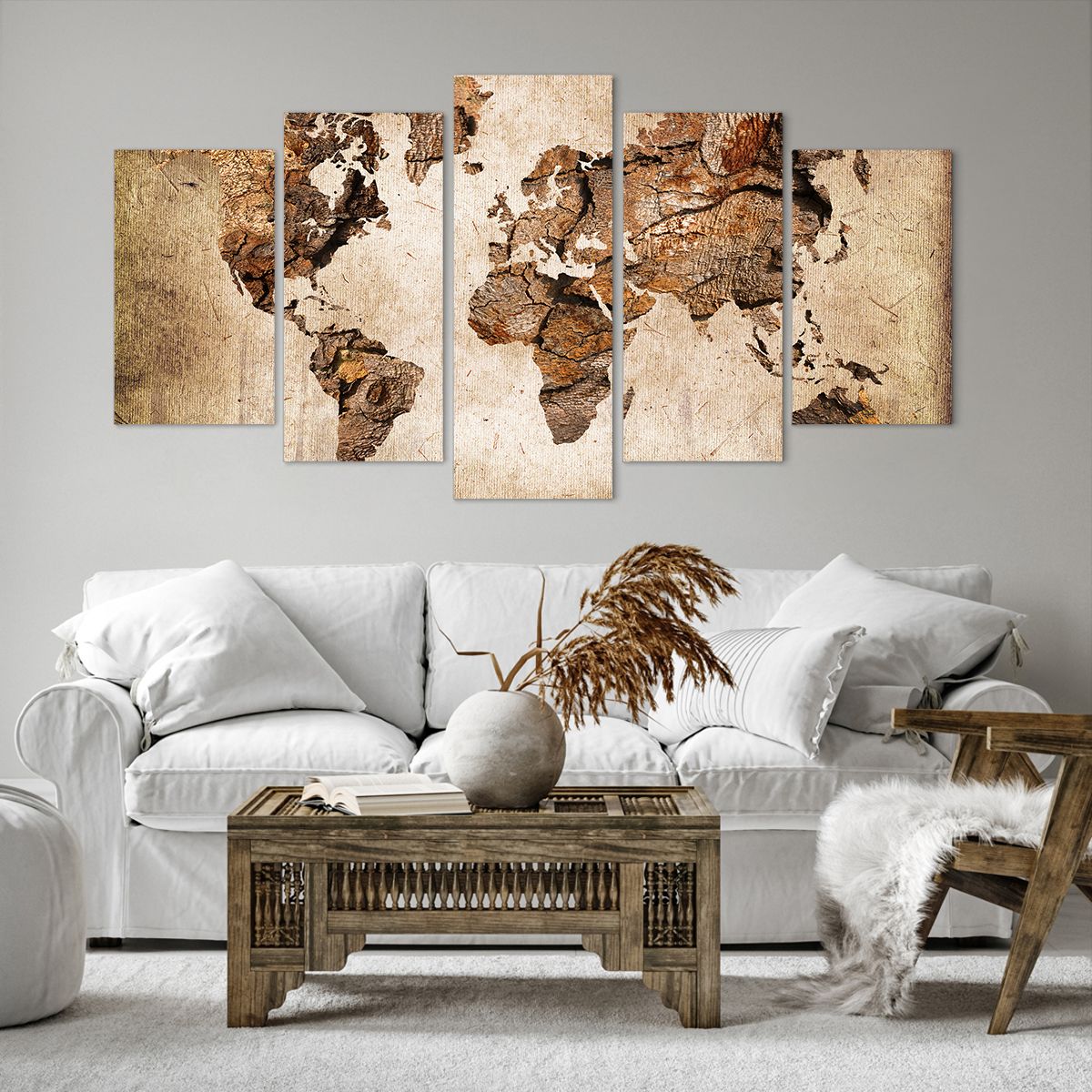 Obraz Na Płótnie - Mapa Kontynenty - 160X85 Cm - Ea160X85-3590