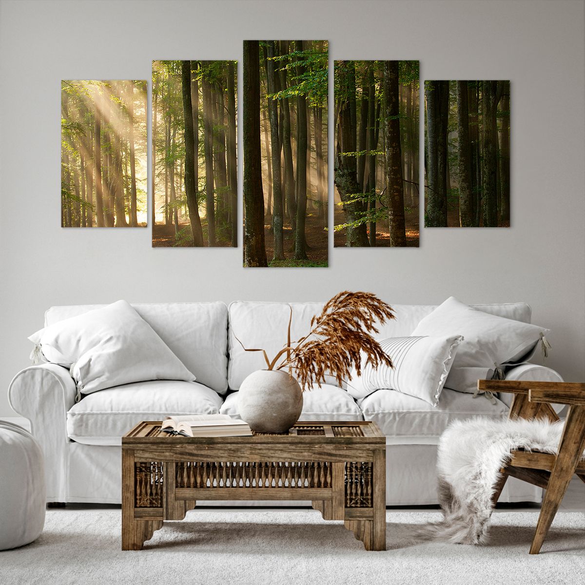 Obraz Na Płótnie - Las Drzewa Chrust  - 160X85 Cm - Ea160X85-3628