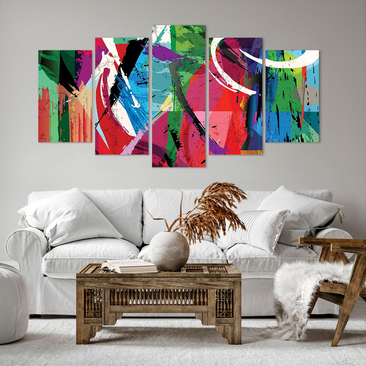 Obraz Na Płótnie - Kompozycja Kolory - 160X85 Cm - Ea160X85-3635