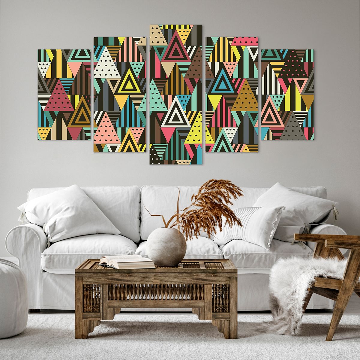 Obraz Na Płótnie - Trójkąt Paski  - 160X85 Cm - Ea160X85-3700