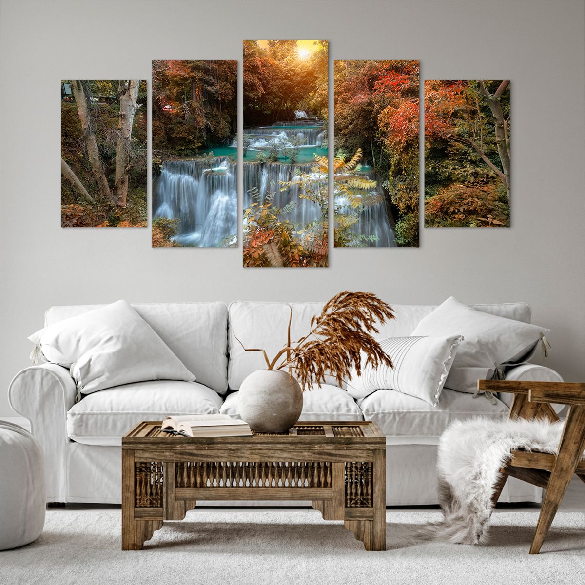 Obraz Na Płótnie - Wodospad Kaskada - 160X85 Cm - Ea160X85-3995