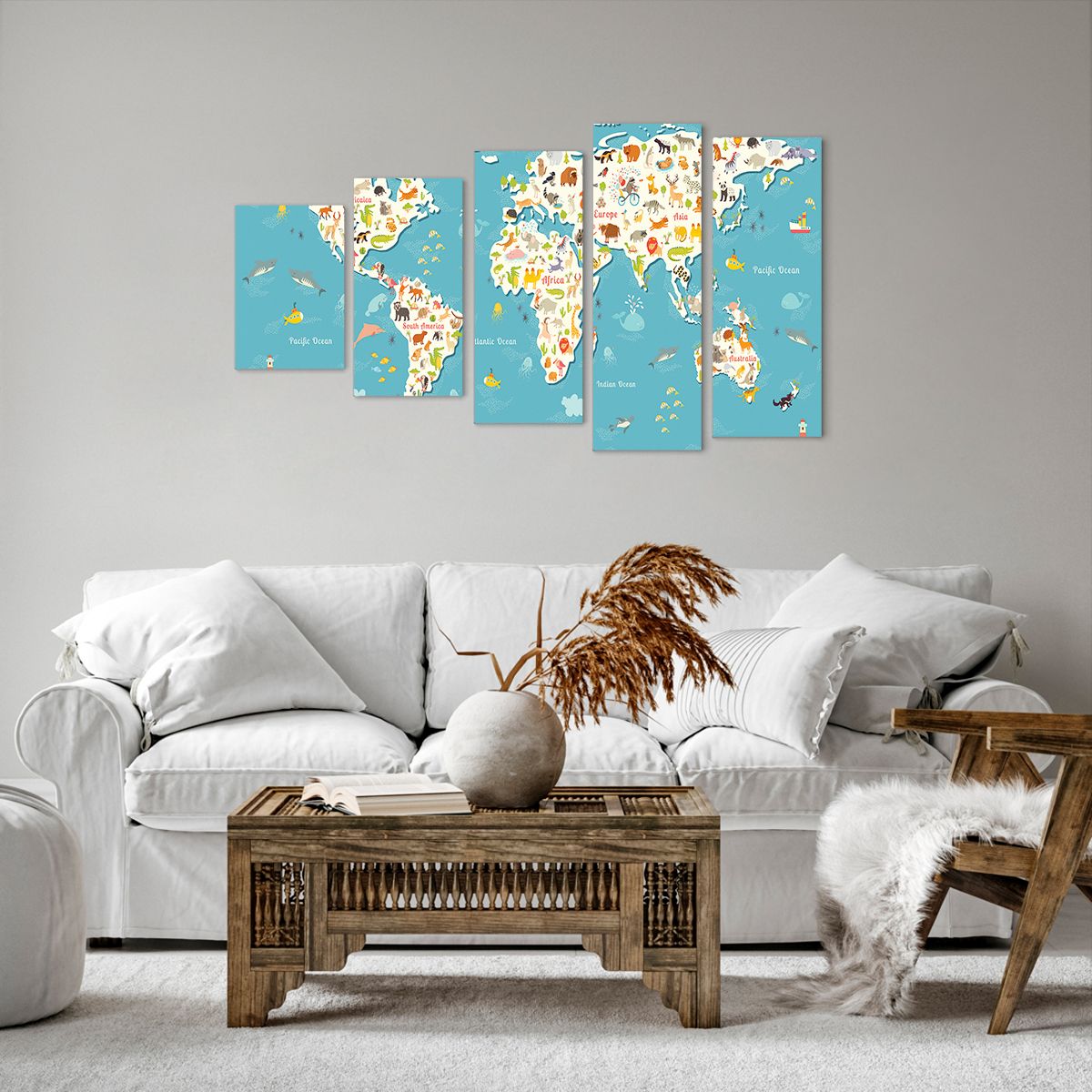 Obraz Na Płótnie - Mapa Kontynent - 100X60 Cm - Eg100X60-3106