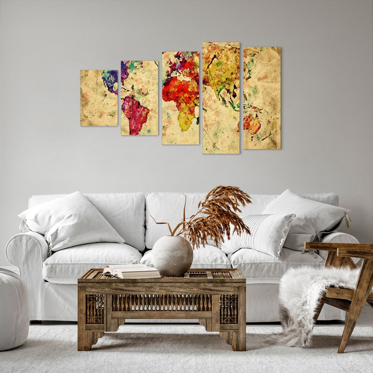 Obraz Na Płótnie - Mapa Kontynenty  - 100X60 Cm - Eg100X60-3582