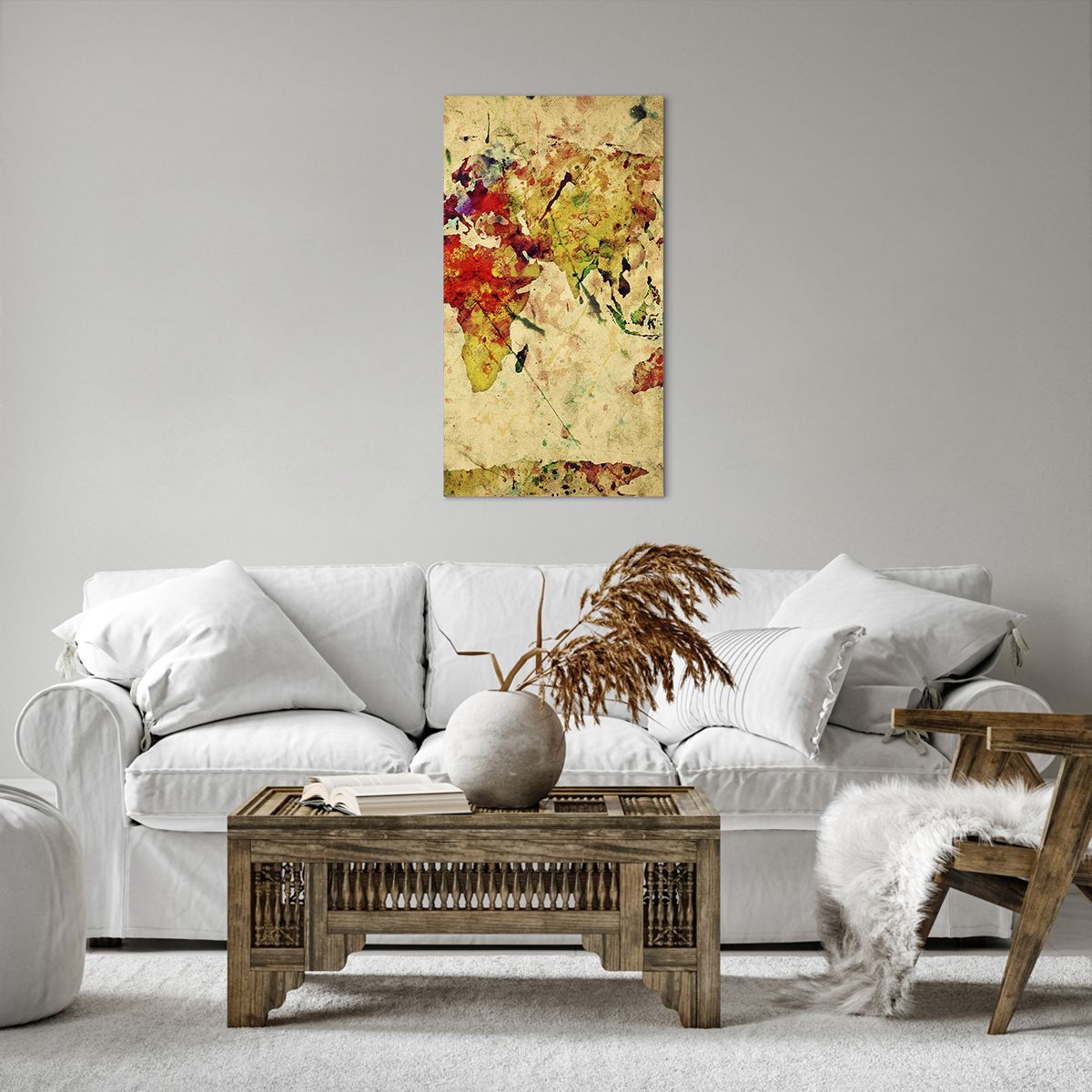 Obraz Na Płótnie - Mapa Kontynenty  - 55X100 Cm - Pa55X100-3582