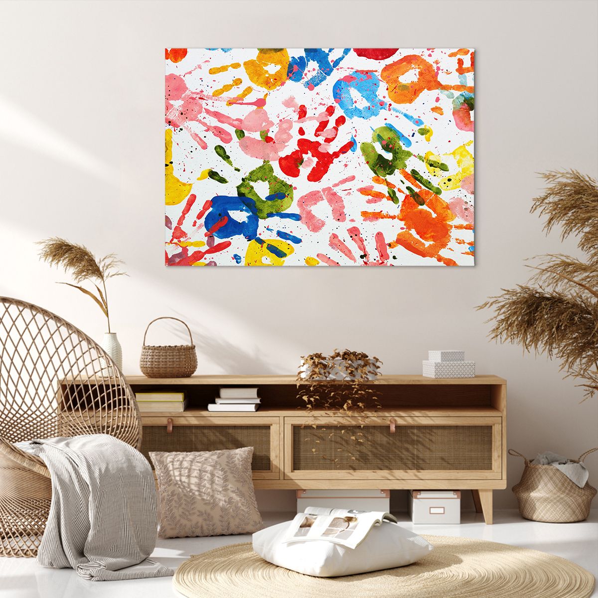 Obraz Na Płótnie - Dłoń Odcisk Farba - 100X70 Cm - Aa100X70-2876