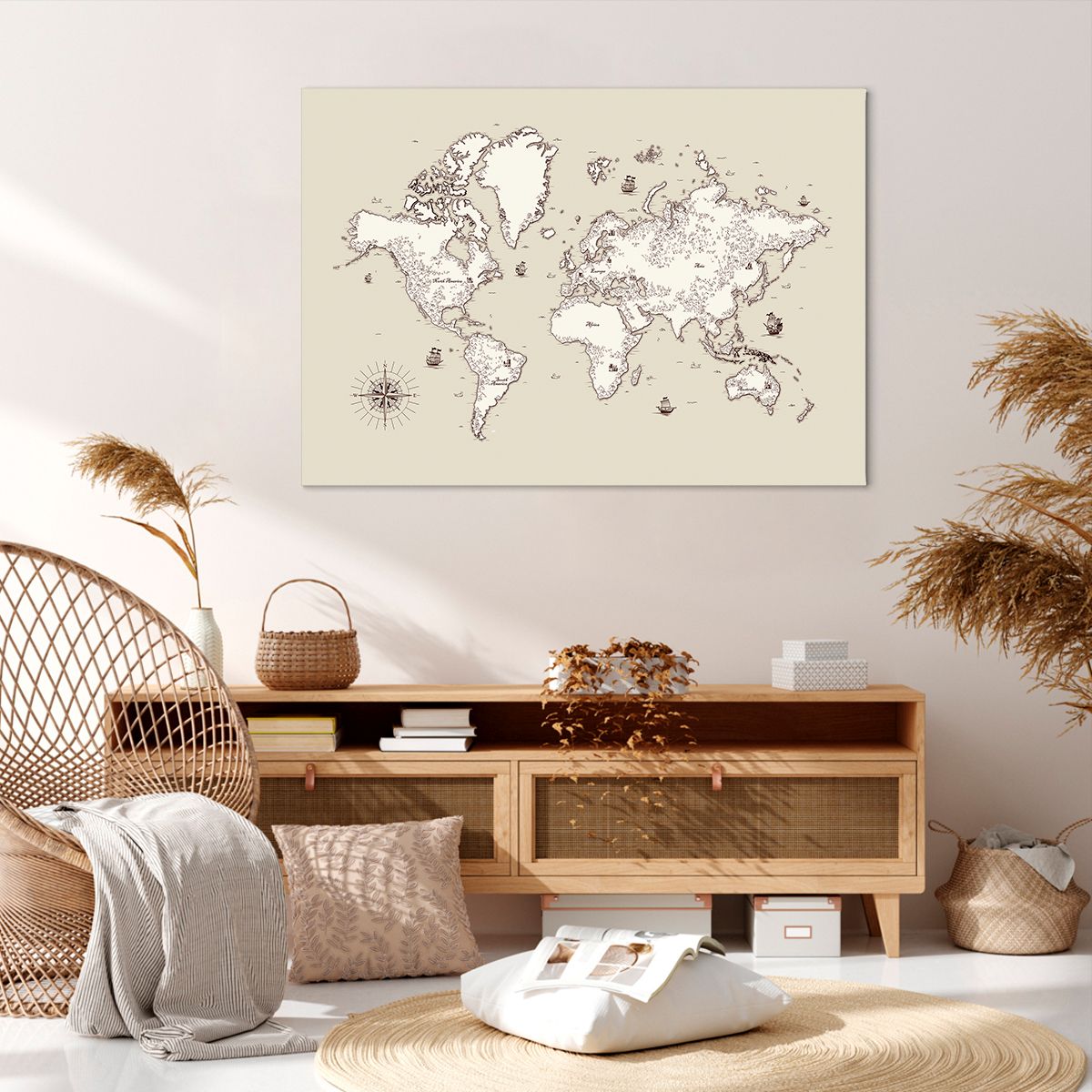 Obraz Na Płótnie - Mapa Kontynent - 100X70 Cm - Aa100X70-2910