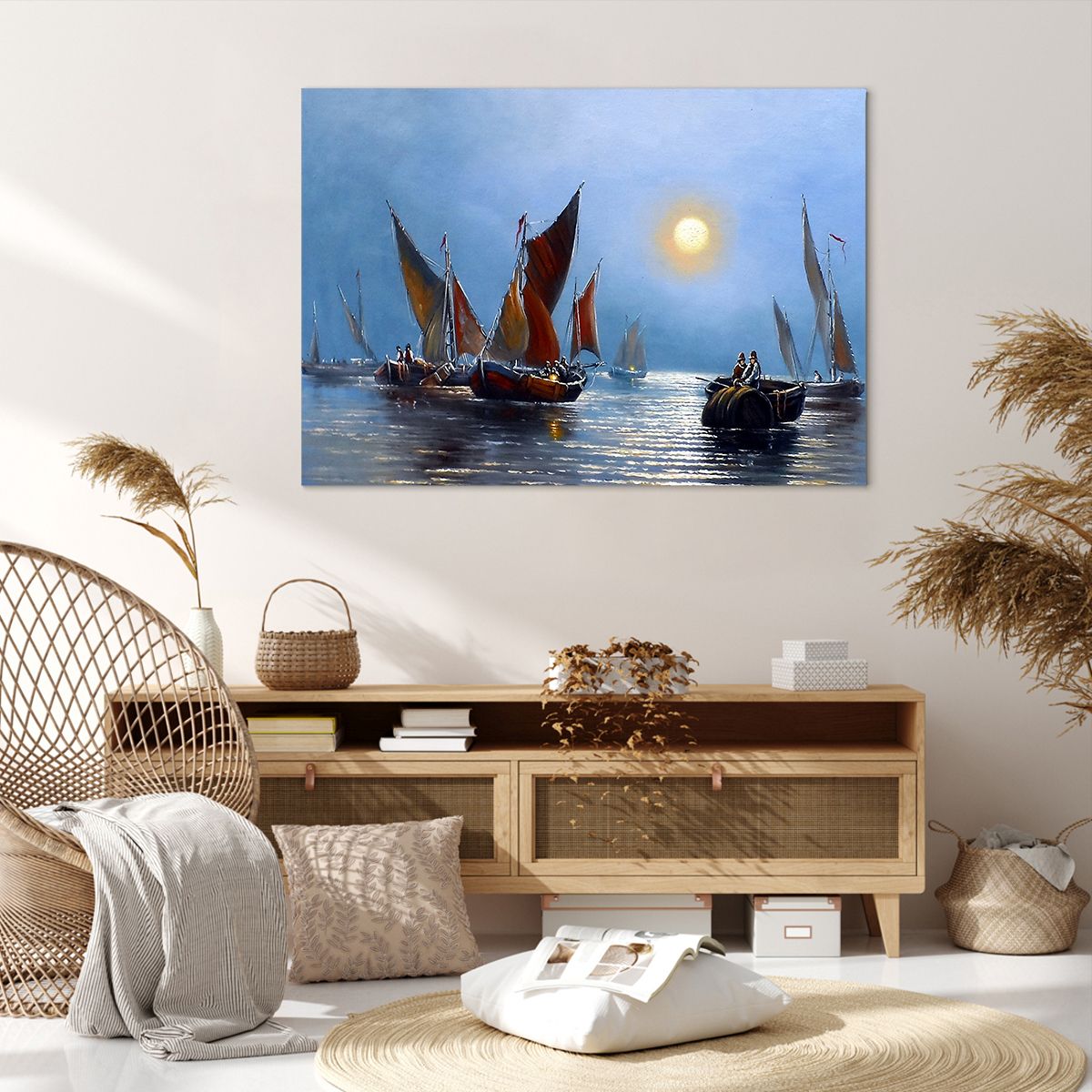 Obraz Na Płótnie - Łódź Połów Rybak - 100X70 Cm - Aa100X70-2957