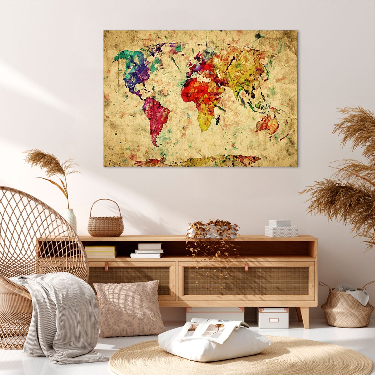 Obraz Na Płótnie - Mapa Kontynenty - 100X70 Cm - Aa100X70-3582