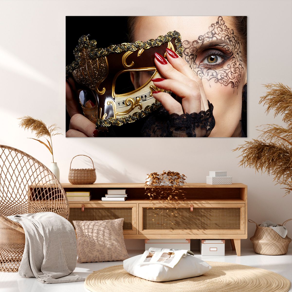 Obraz Na Płótnie - Kobieta Maska - 120X80 Cm - Aa120X80-2680