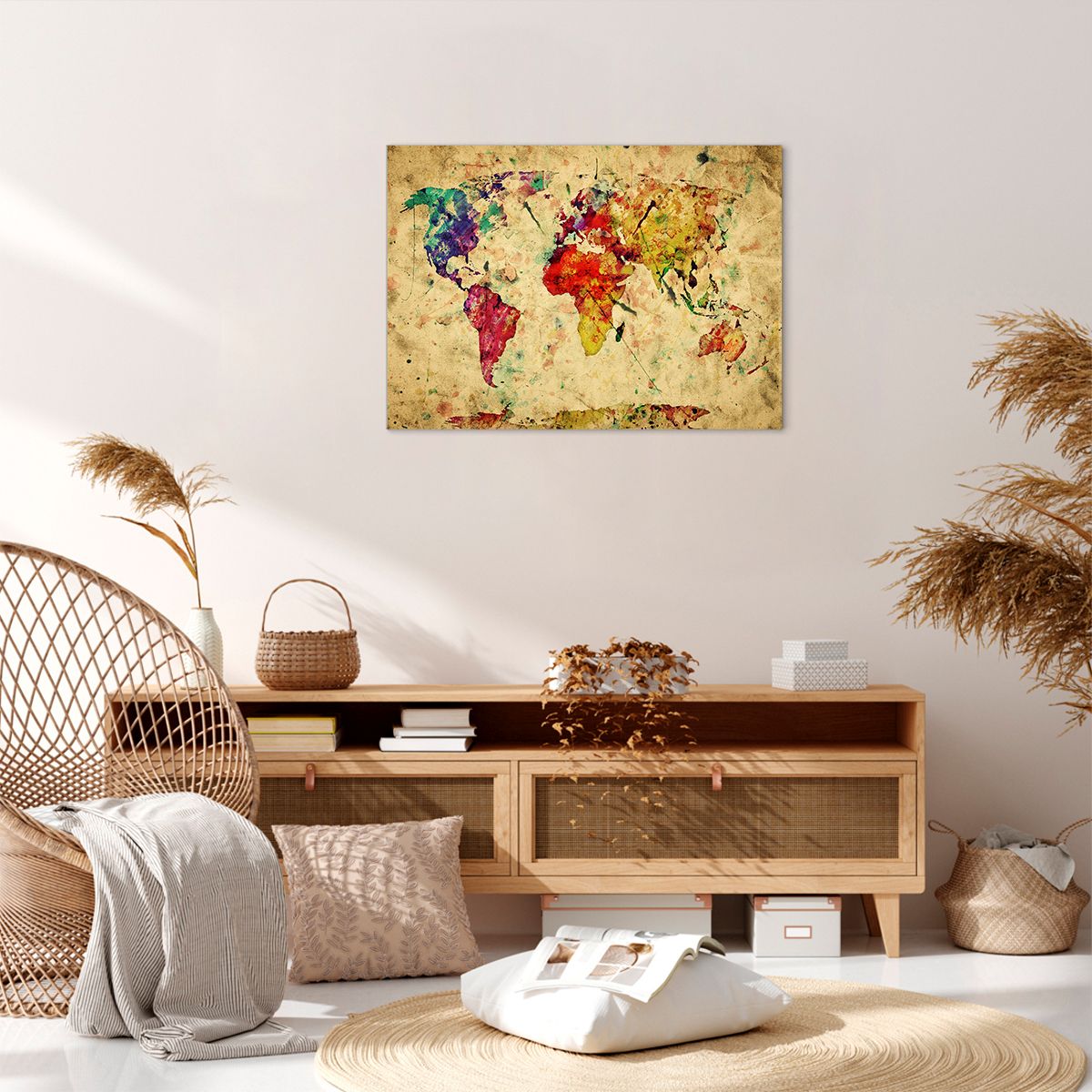 Obraz Na Płótnie - Mapa Kontynenty  - 70X50 Cm - Aa70X50-3582