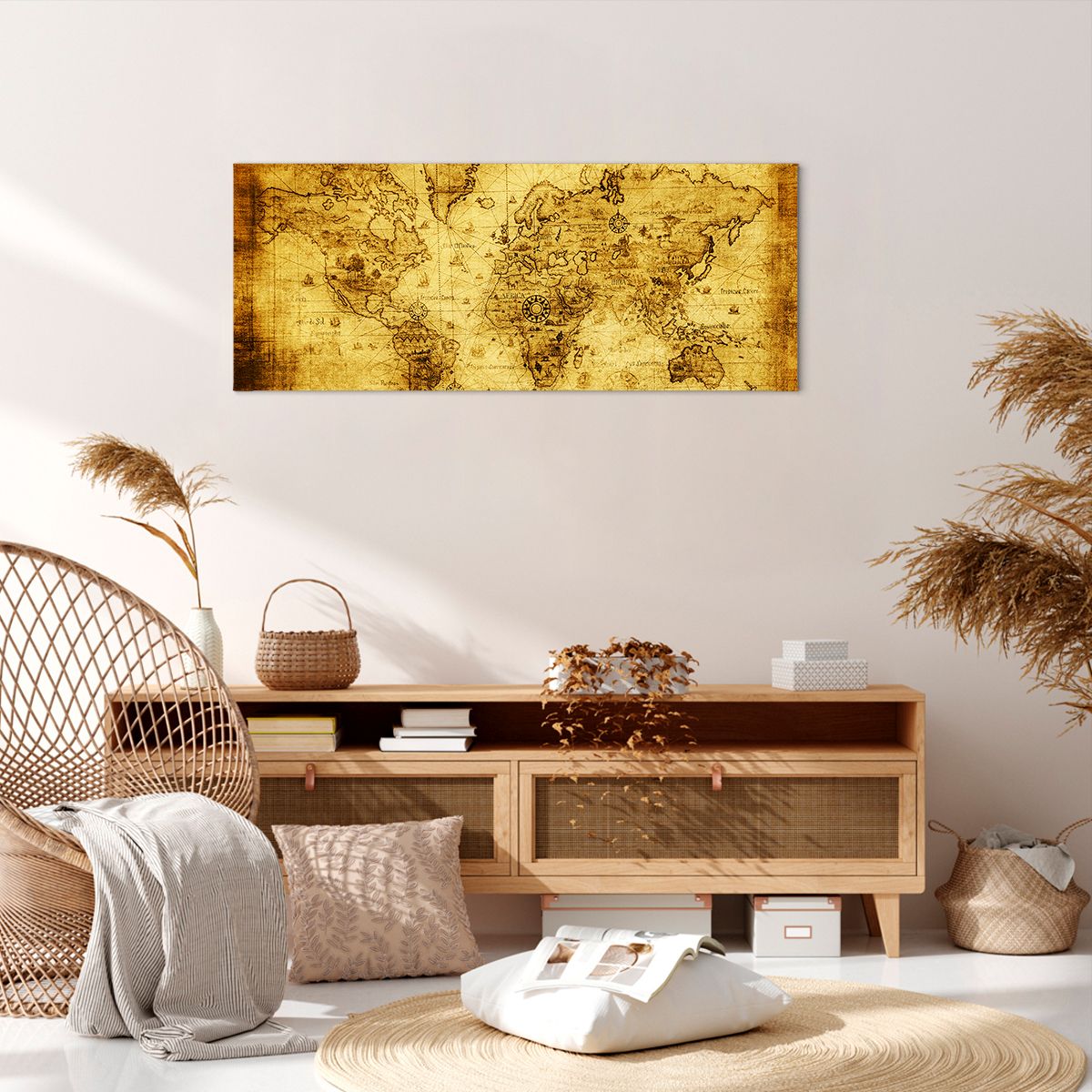 Obraz Na Płótnie - Mapa Świata - 100X40 Cm - Ab100X40-0127