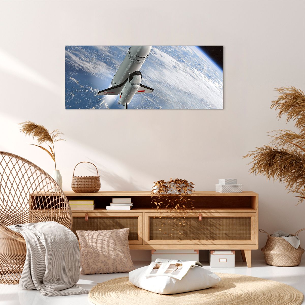 Obraz Na Płótnie - Sputnik Orbita - 100X40 Cm - Ab100X40-0496