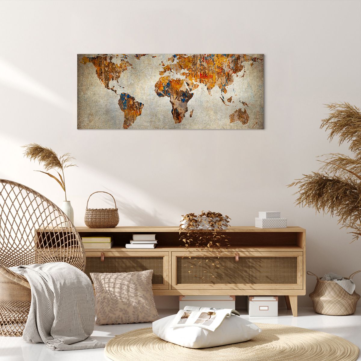 Obraz Na Płótnie - Mapa Kontynent - 100X40 Cm - Ab100X40-2783