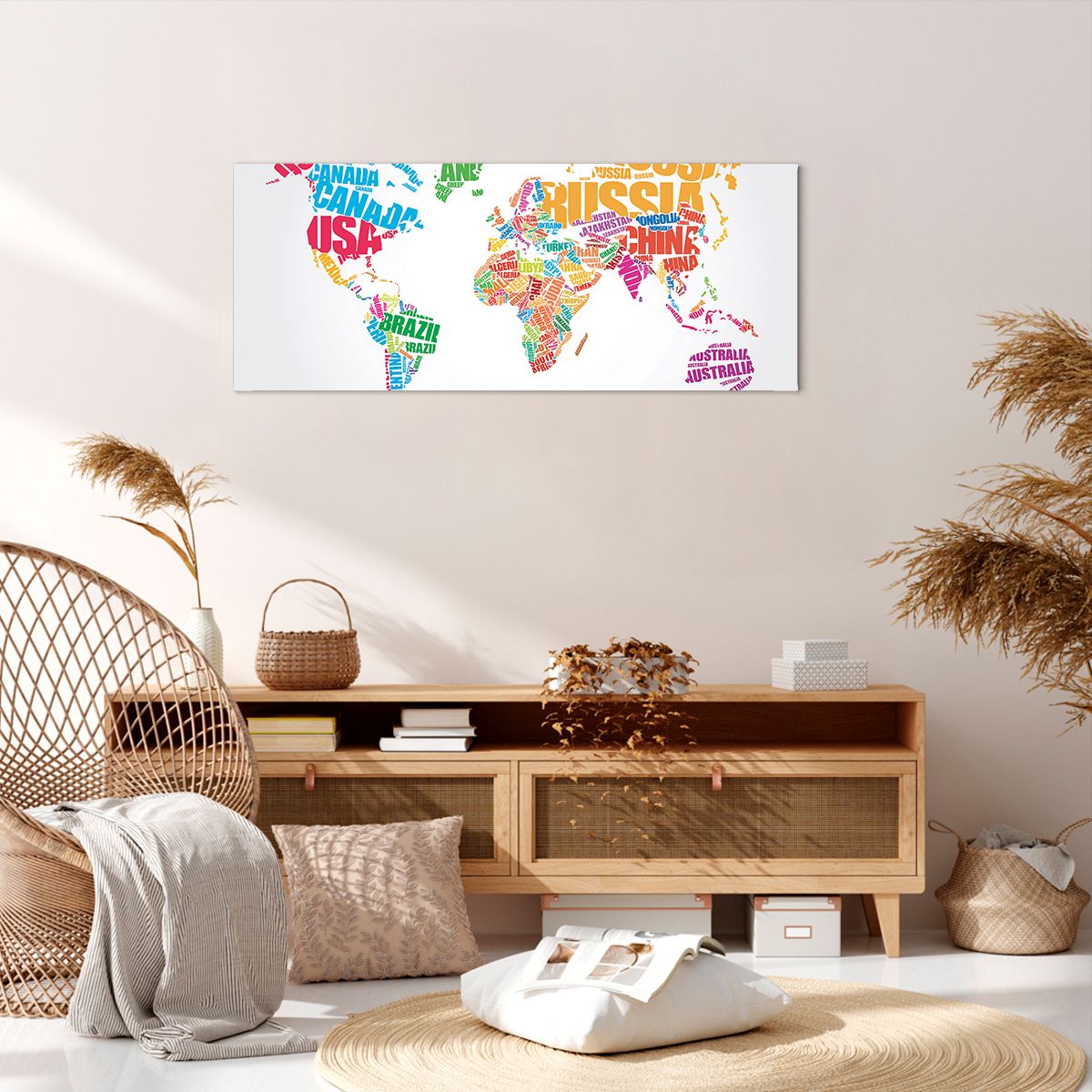Obraz Na Płótnie - Mapa Kontynent - 100X40 Cm - Ab100X40-2860
