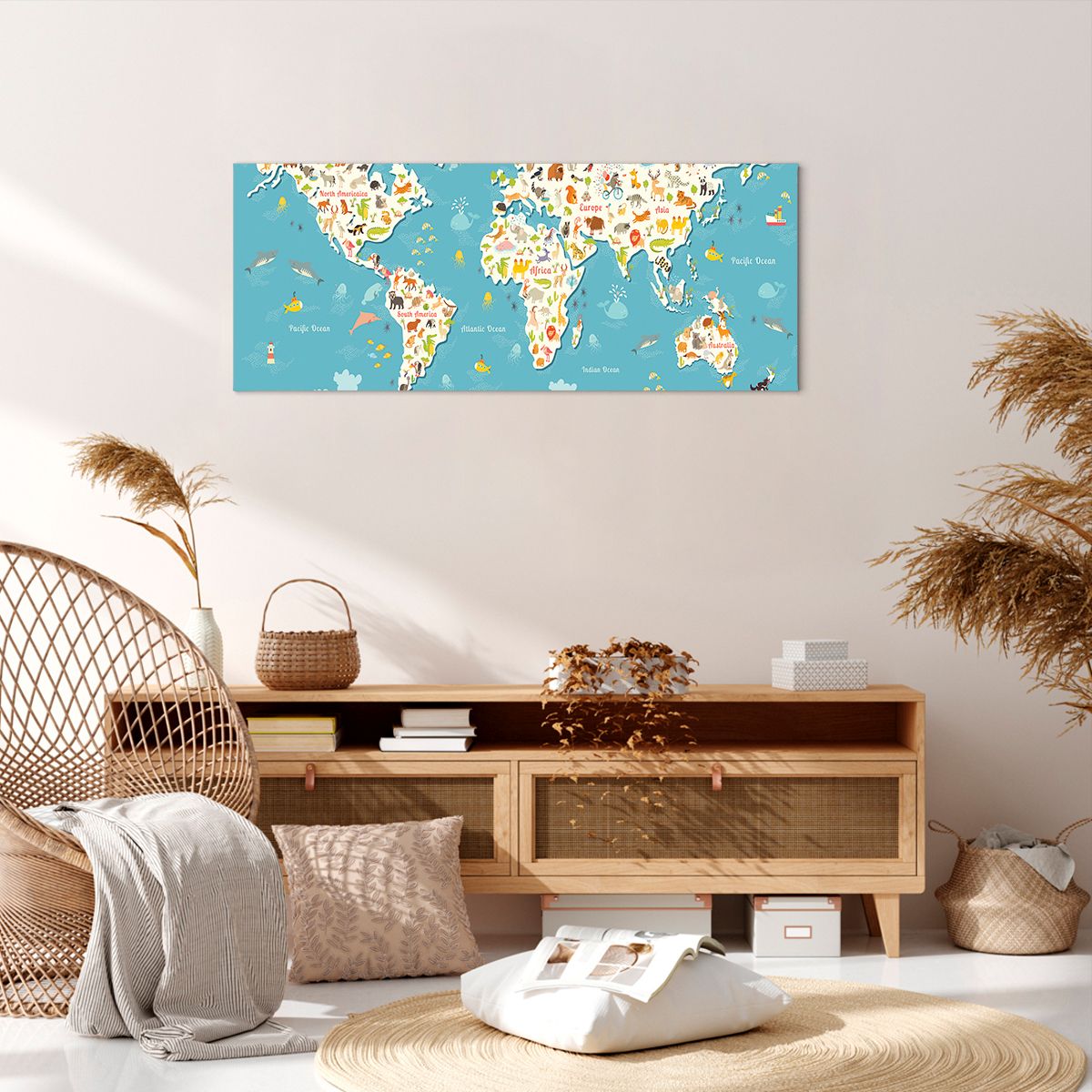 Obraz Na Płótnie - Mapa Kontynent - 100X40 Cm - Ab100X40-3106
