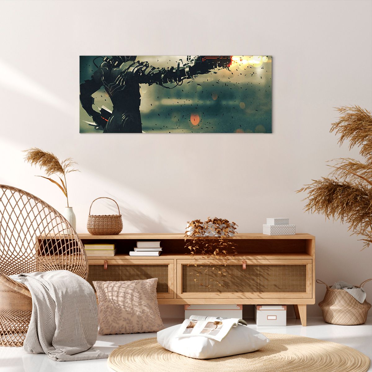 Obraz Na Płótnie - Robot Walka Broń - 100X40 Cm - Ab100X40-3196