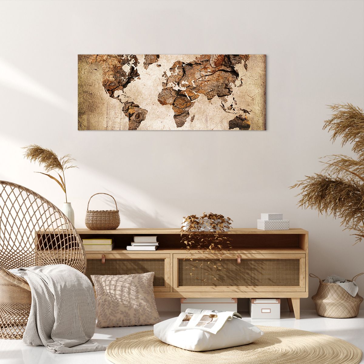 Obraz Na Płótnie - Mapa Kontynenty - 100X40 Cm - Ab100X40-3590