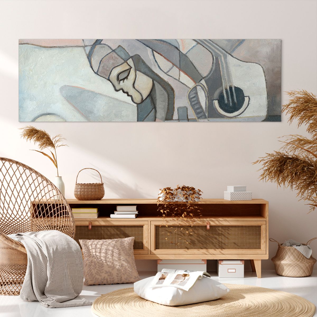 Obraz Na Płótnie - Kobieta Gitara  - 160X50 Cm - Ab160X50-3739