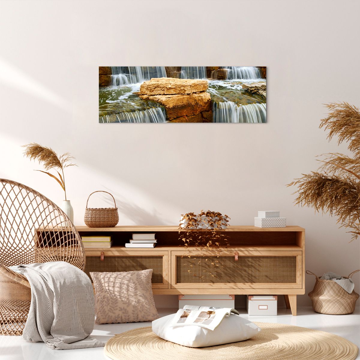Obraz Na Płótnie - Kaskada Wodna - 90X30 Cm - Ab90X30-0122