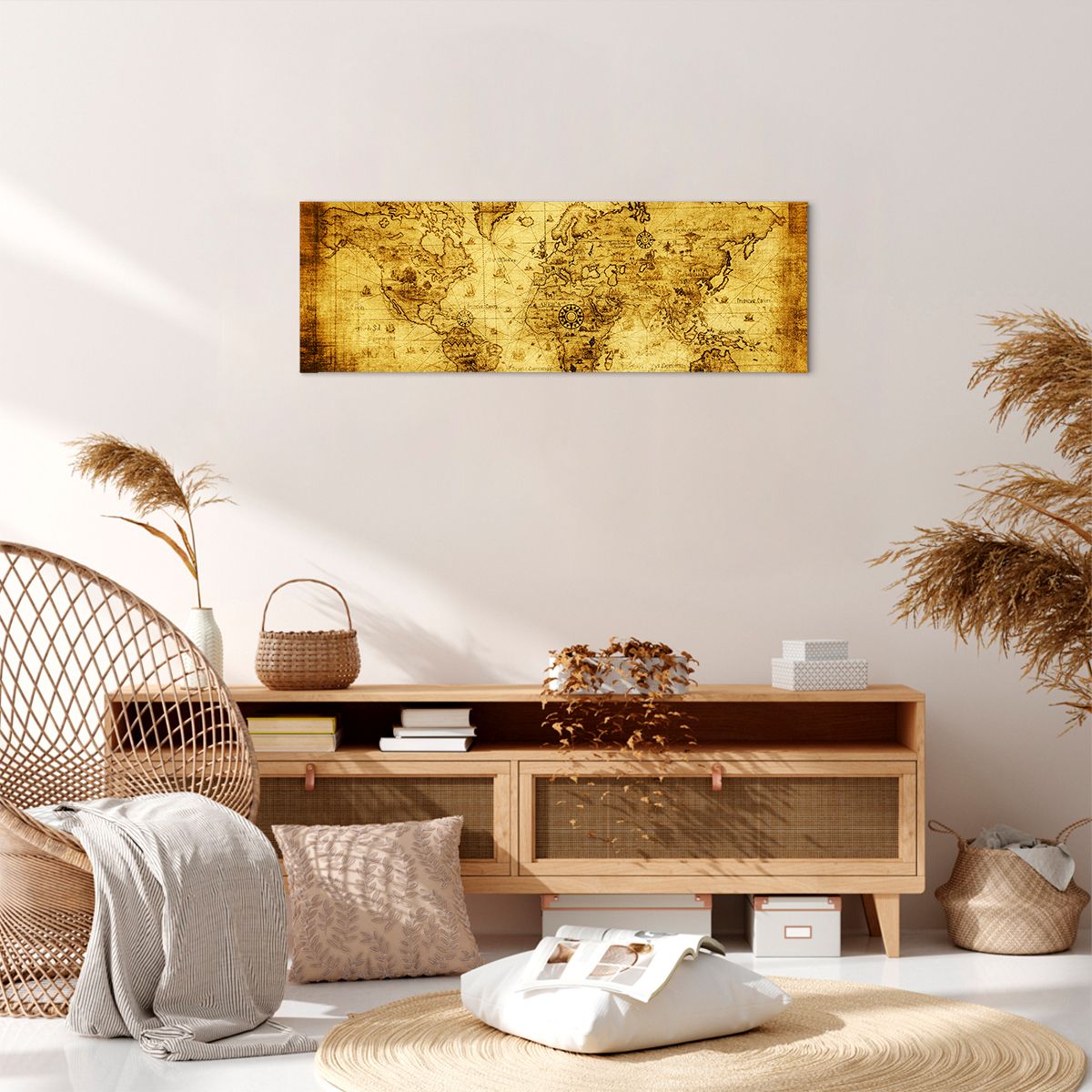 Obraz Na Płótnie - Mapa Świata - 90X30 Cm - Ab90X30-0127