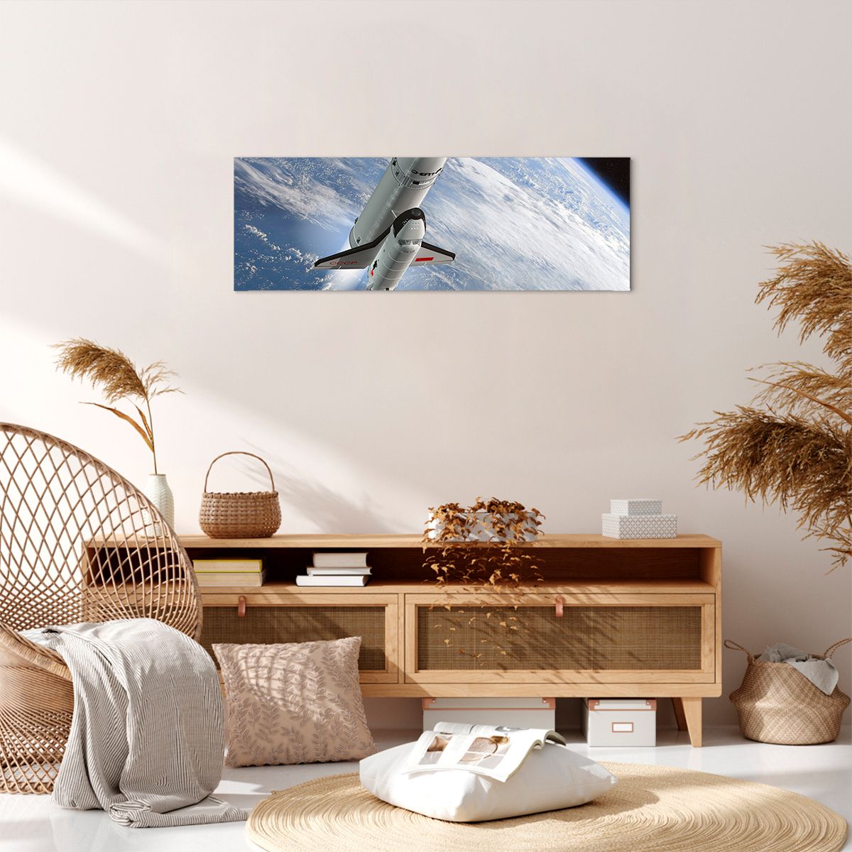 Obraz Na Płótnie - Sputnik Orbita - 90X30 Cm - Ab90X30-0496